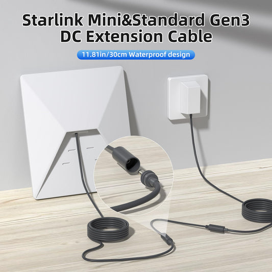 Starlink Mini / Gen3対応 DC延長アダプター 防水IP68 DCメス-メスコネクタ 30cm 18AWG 150W対応 電源延長ケーブルコネクタ スターリンク ミニ 車載 RV キャンプ用