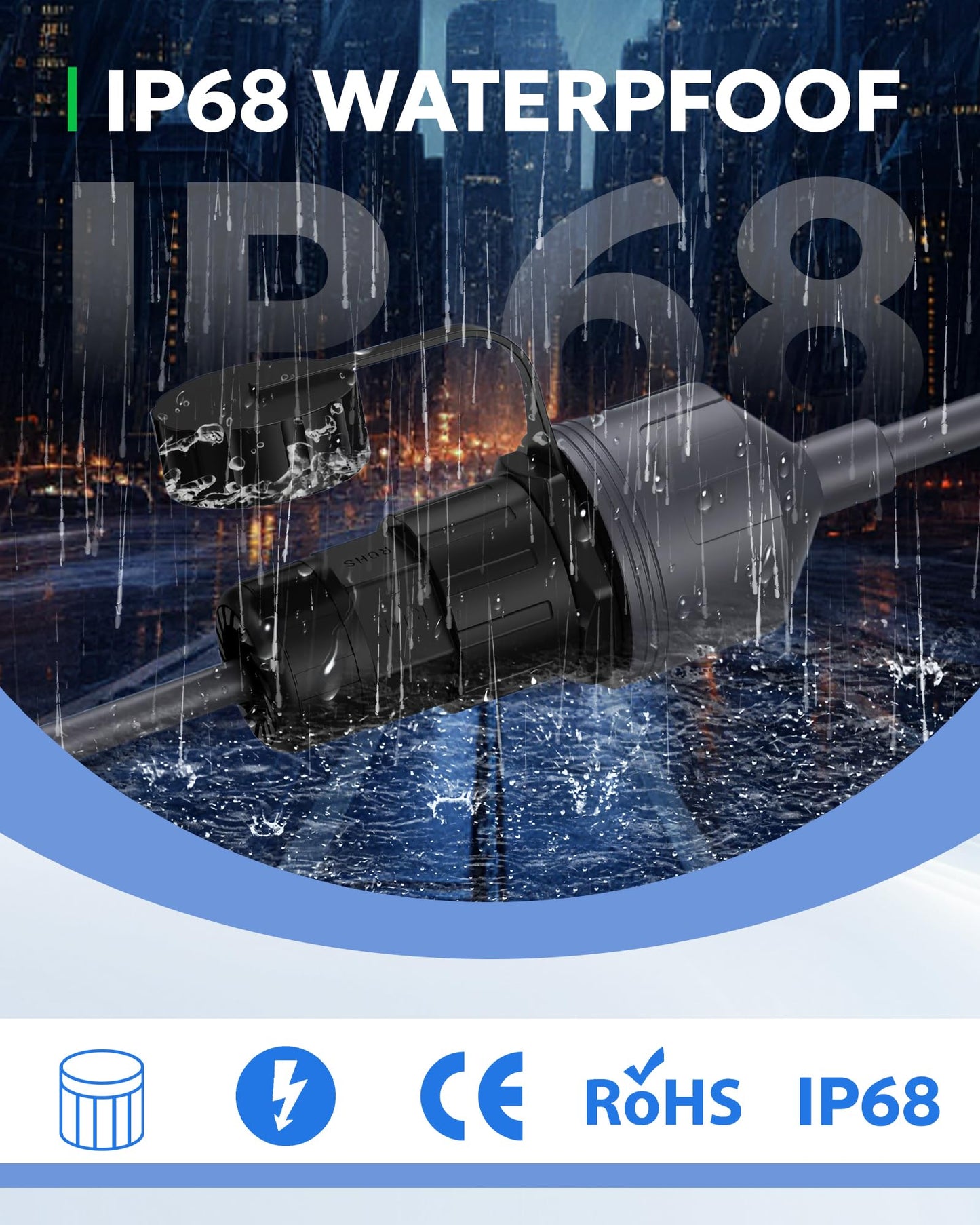 Starlink Gen3 / Mini 対応 イーサネット変換アダプター 延長・修理ケーブル IP68防水 24AWG 高速2000Mbps RJ45接続 プラグ&プレイ 屋外対応