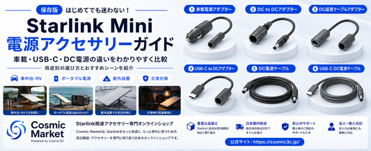Starlink Miniを車・ポータブル電源・USB-Cで使うには？電源ケーブル・アダプターの選び方を解説