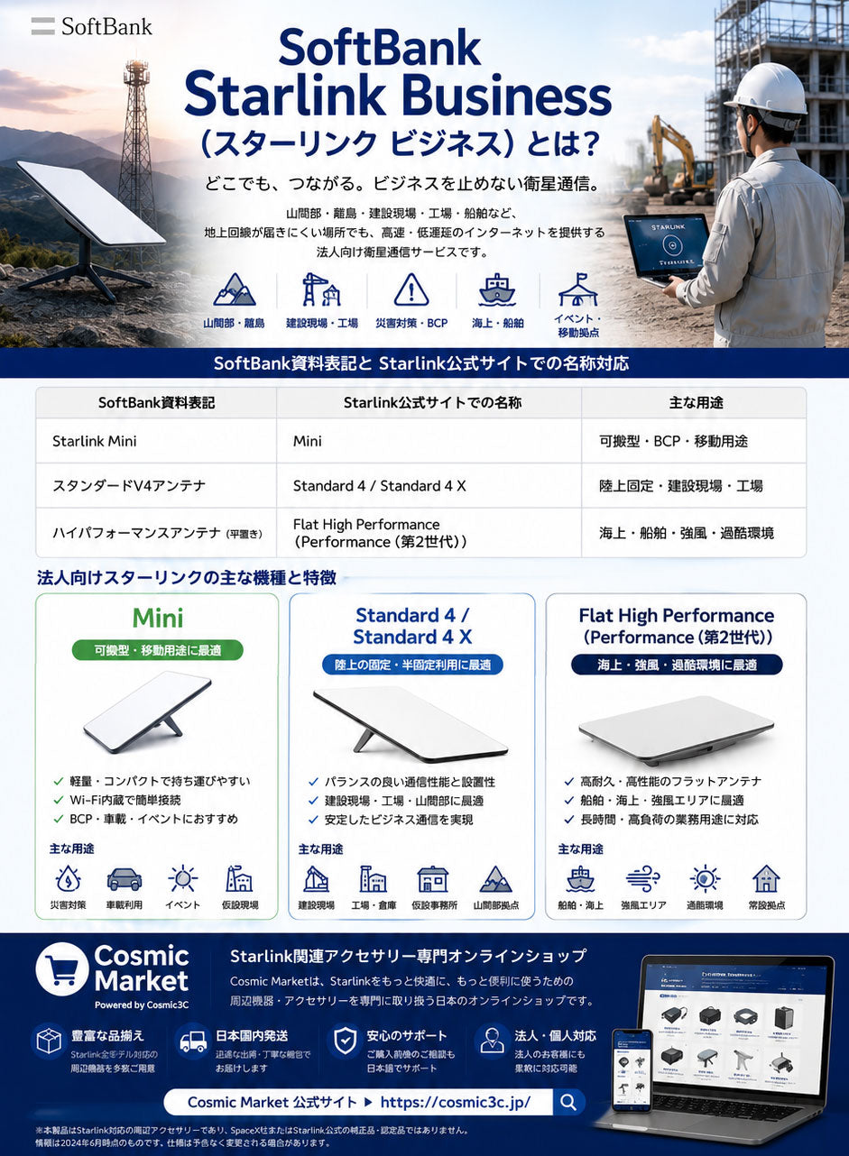 SoftBank Starlink Business（スターリンク ビジネス）とは？法人向けスターリンクの機種・用途・導入ポイントを詳しく解説