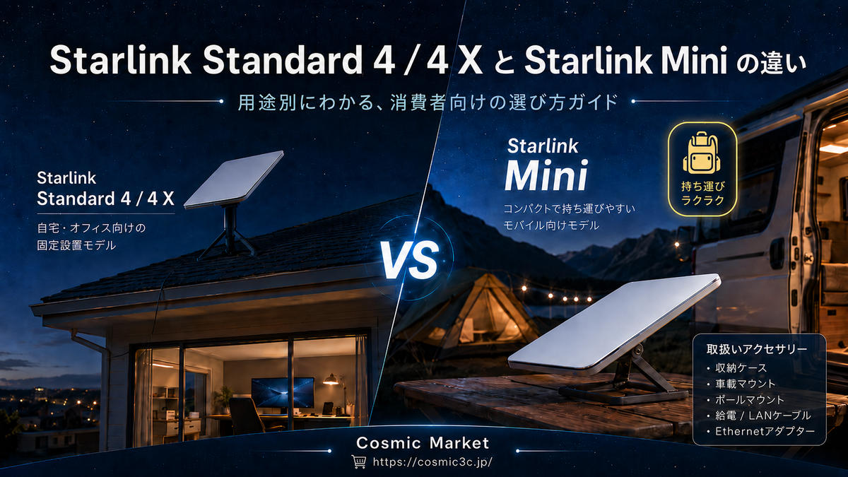 Starlink Standard 4 / 4 XとStarlink Miniの違いを徹底比較｜持ち運び重視ならMiniがおすすめ？