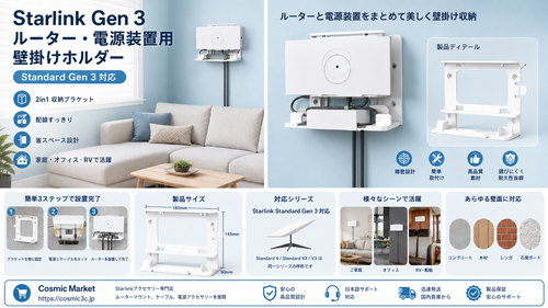 Starlink V3用ルーター・電源装置壁掛けホルダーを詳しく紹介｜配線整理と省スペース設置に便利な2in1マウント