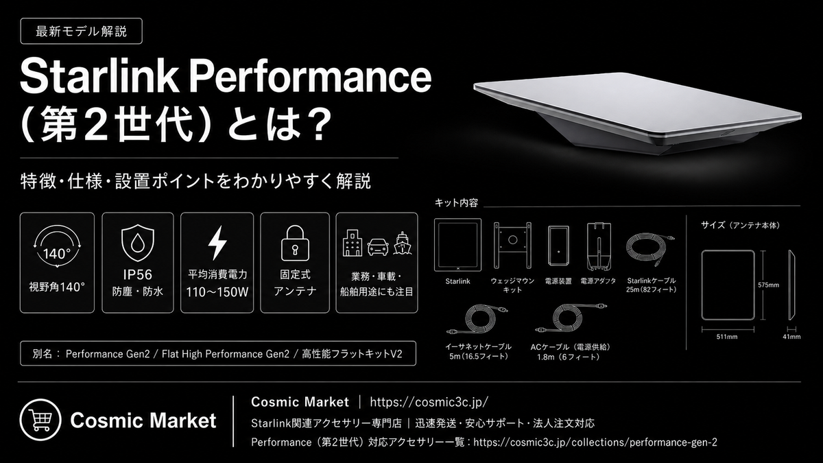 Starlink（スターリンク）Performance（第2世代）とは？特徴・仕様・おすすめ周辺アクセサリーを解説
