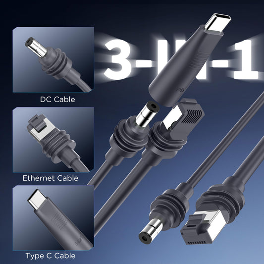 Starlink Mini USB-C＋DC給電＆LAN一体型ケーブル 5M 2in1 1000Mbps高速通信 10A高出力 18AWG 防水・屋外対応 スターリンクミニ用 電源＋イーサネット一体ケーブル RV・車載・船舶対応