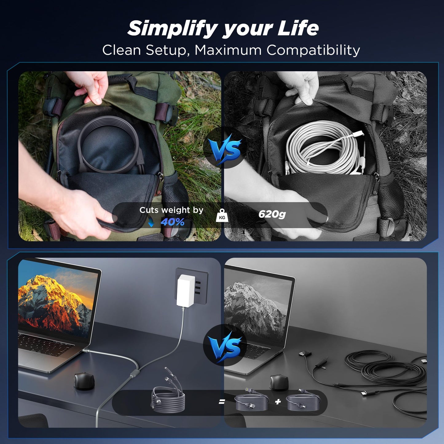 Starlink Mini USB-C＋DC給電＆LAN一体型ケーブル 5M 2in1 1000Mbps高速通信 10A高出力 18AWG 防水・屋外対応 スターリンクミニ用 電源＋イーサネット一体ケーブル RV・車載・船舶対応