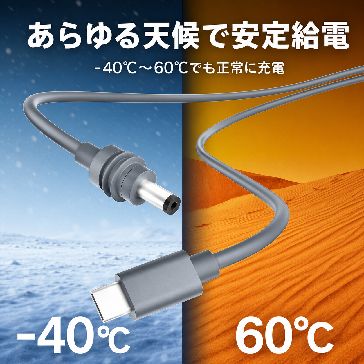 Starlink Mini対応 USB-C給電ケーブル -40℃から60℃までの屋外環境に対応