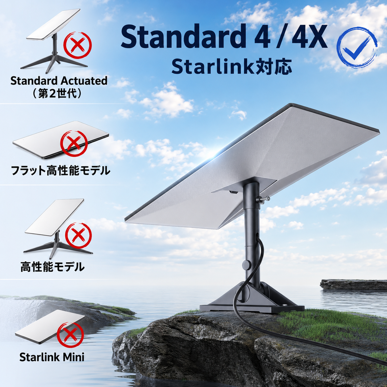 Starlink Standard 4 / 4X対応ピボットマウントの対応機種と非対応機種一覧