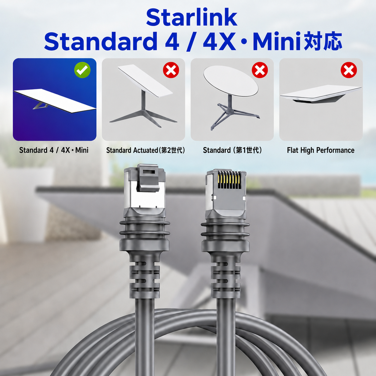 Starlink Standard 4 / 4X・Mini対応 Ethernet延長ケーブル 対応機種と非対応機種の確認画像