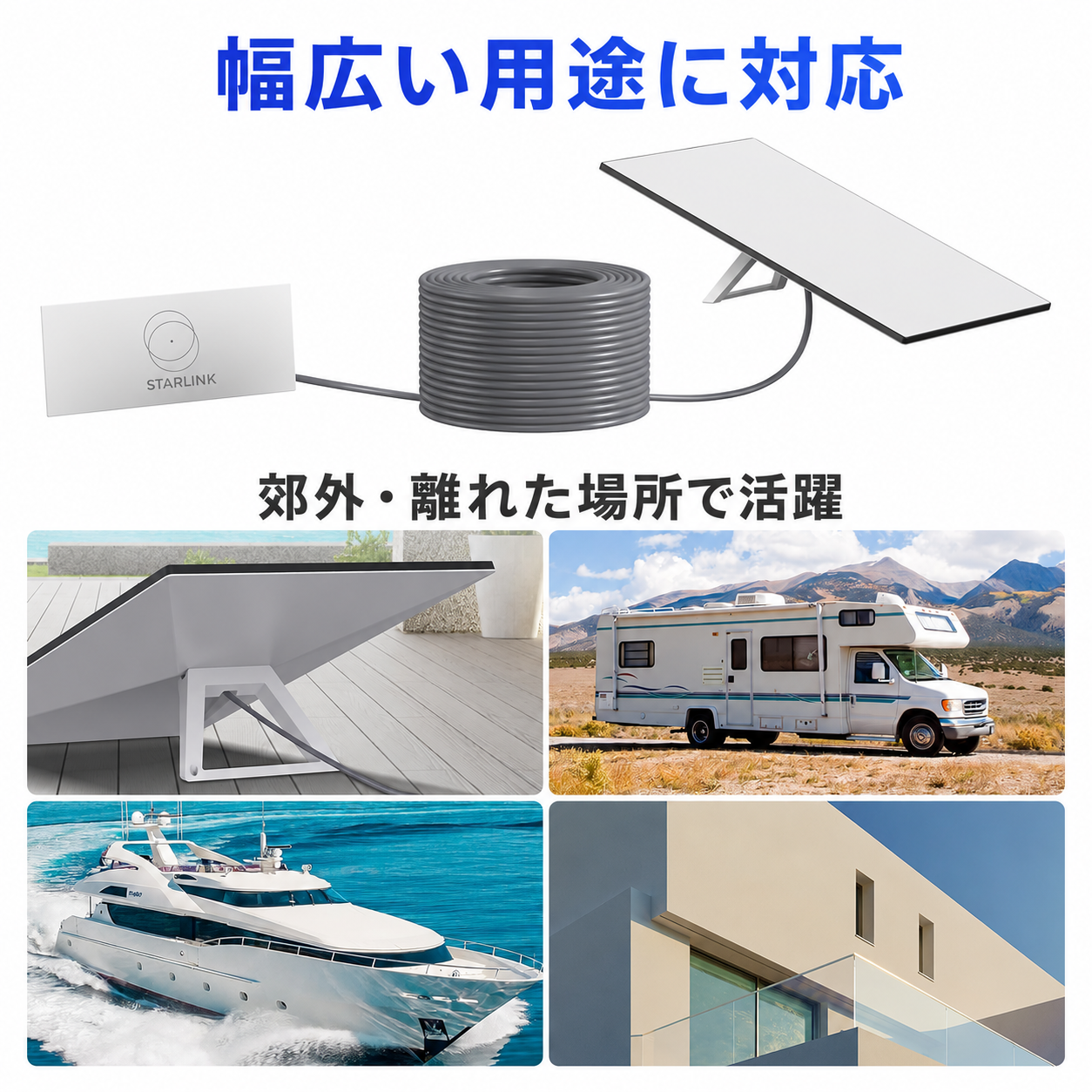 Starlink対応 Ethernet延長ケーブル 屋外設置・RV・船舶・住宅など幅広い用途に対応