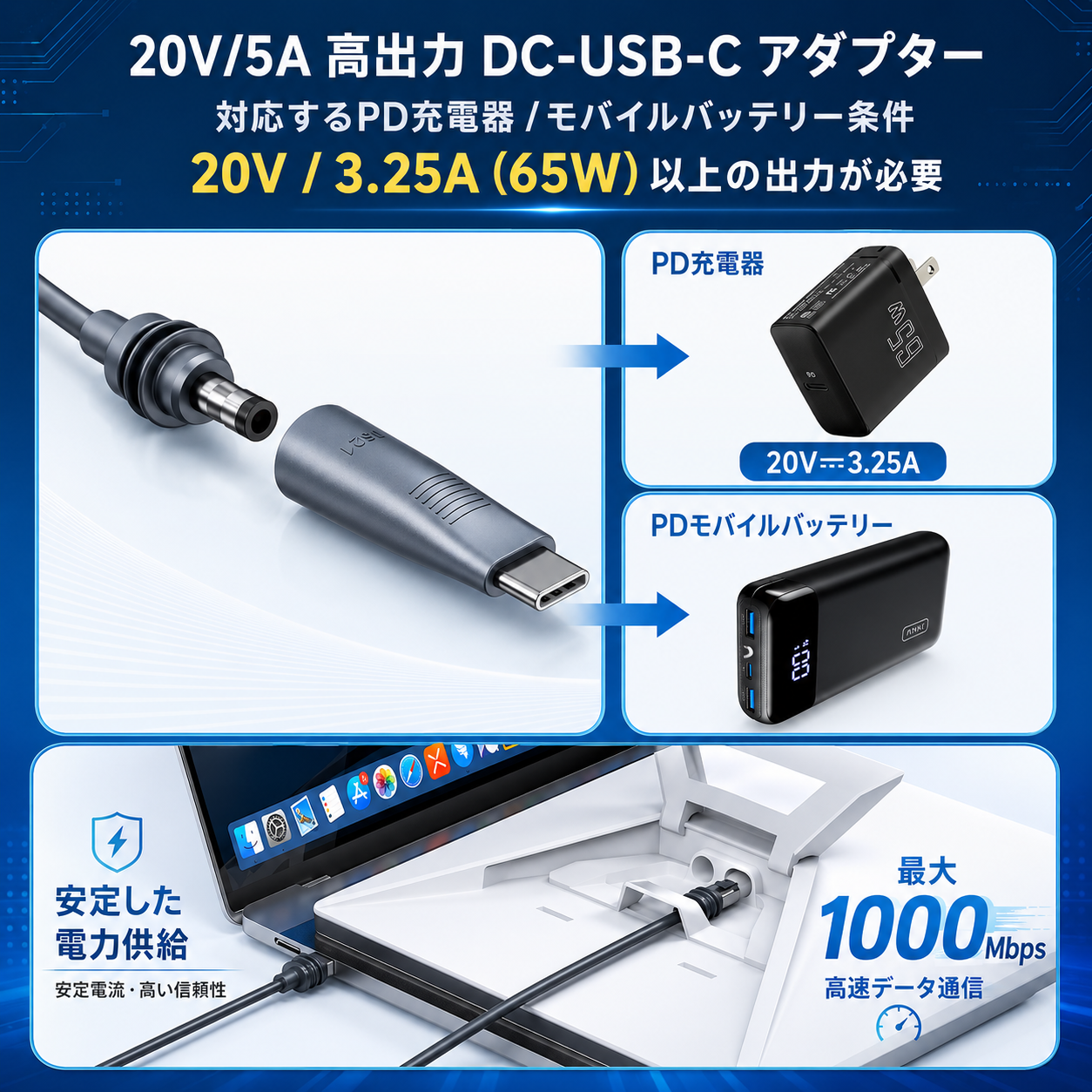 Starlink Mini / Mini X（スターリンクミニ）対応 DC-USB-Cアダプターの20V/5A高出力とPD充電器条件説明