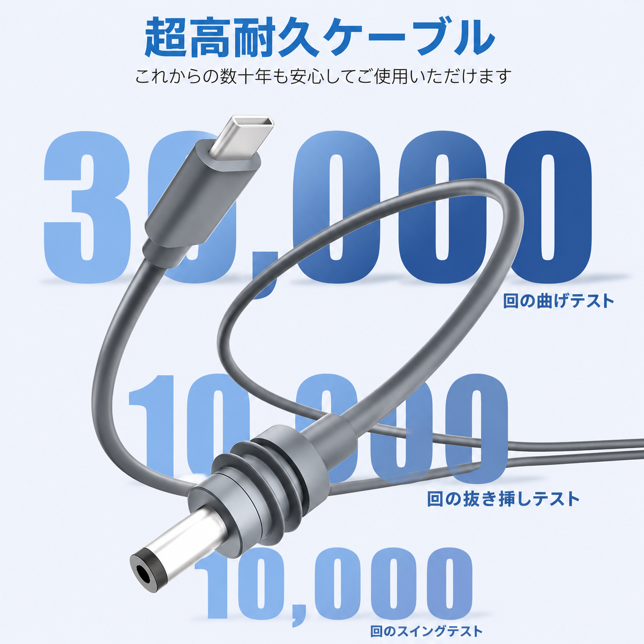 Starlink Mini対応 USB-C to DC電源ケーブル 3万回曲げテスト対応の高耐久設計