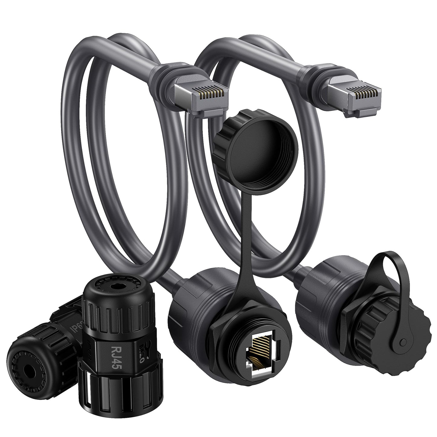 Starlink Gen3 & Mini対応RJ45変換Ethernetアダプター 2個セット 2000Mbps高速通信 24AWG 高純度銅 IP68防水 SPX-RJ45 カプラー 延長・修理用 プラグ＆プレイ 屋外対応 Starlink V3アクセサリー
