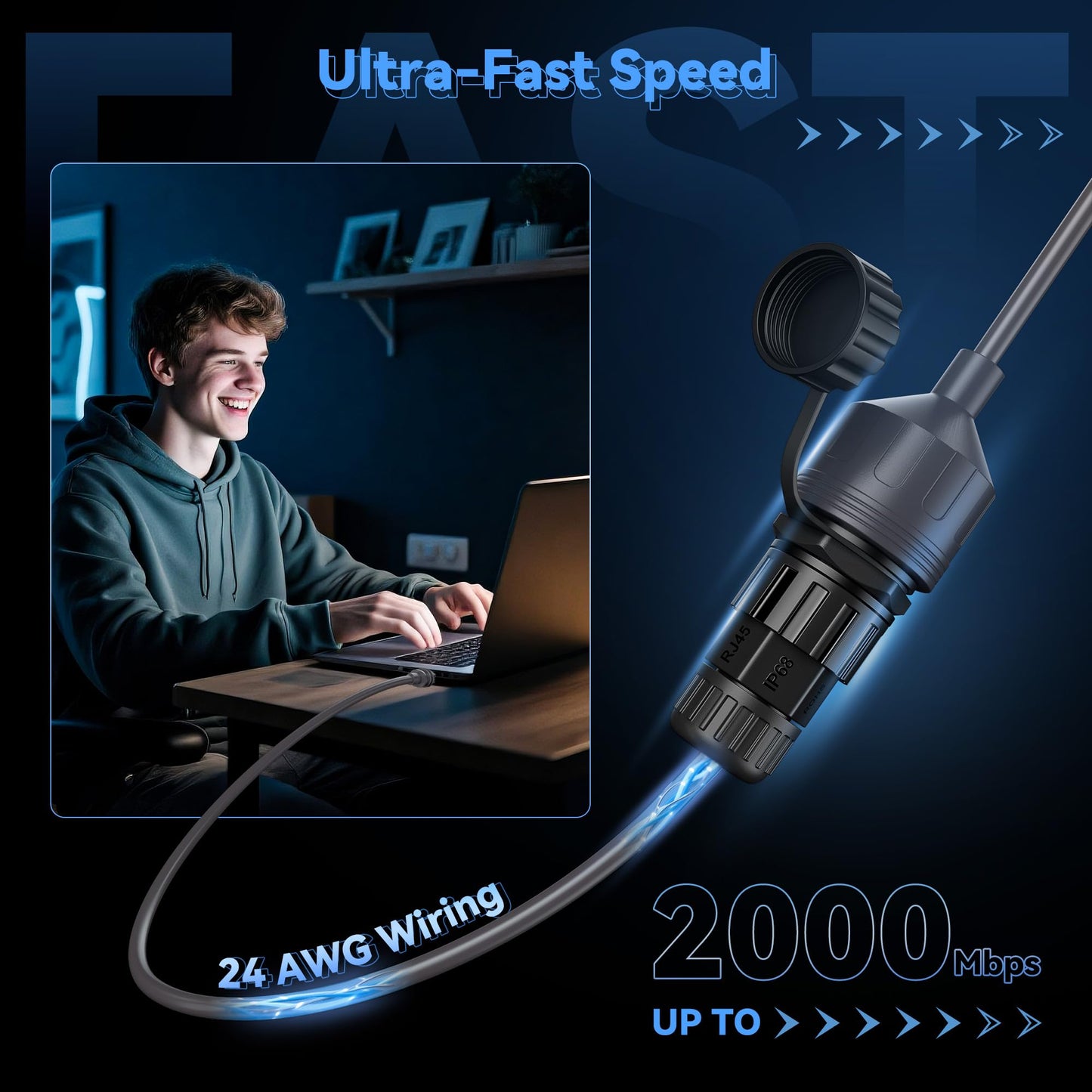 Starlink Gen3 & Mini対応RJ45変換Ethernetアダプター 2個セット 2000Mbps高速通信 24AWG 高純度銅 IP68防水 SPX-RJ45 カプラー 延長・修理用 プラグ＆プレイ 屋外対応 Starlink V3アクセサリー
