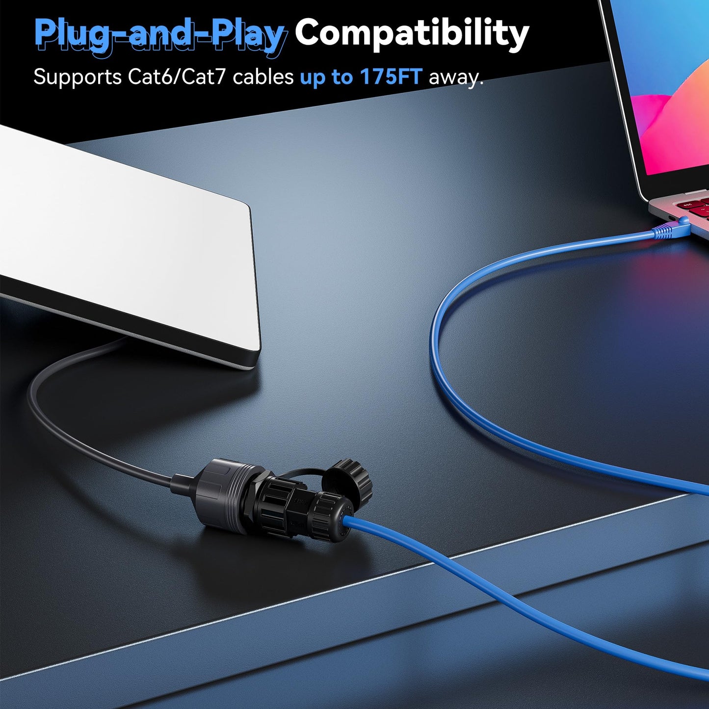 Starlink Gen3 & Mini対応RJ45変換Ethernetアダプター 2個セット 2000Mbps高速通信 24AWG 高純度銅 IP68防水 SPX-RJ45 カプラー 延長・修理用 プラグ＆プレイ 屋外対応 Starlink V3アクセサリー