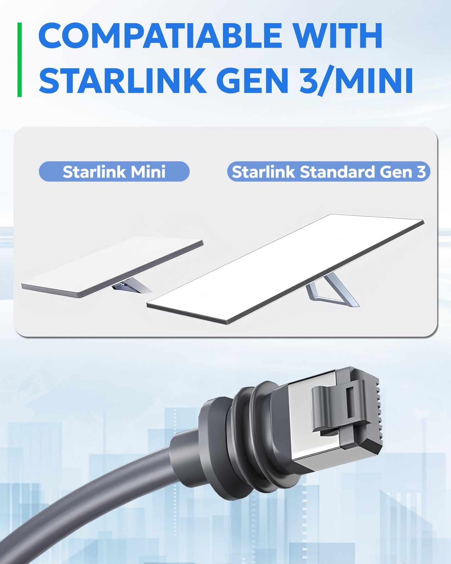 Starlink Gen3 & Mini対応RJ45変換Ethernetアダプター 2個セット 2000Mbps高速通信 24AWG 高純度銅 IP68防水 SPX-RJ45 カプラー 延長・修理用 プラグ＆プレイ 屋外対応 Starlink V3アクセサリー