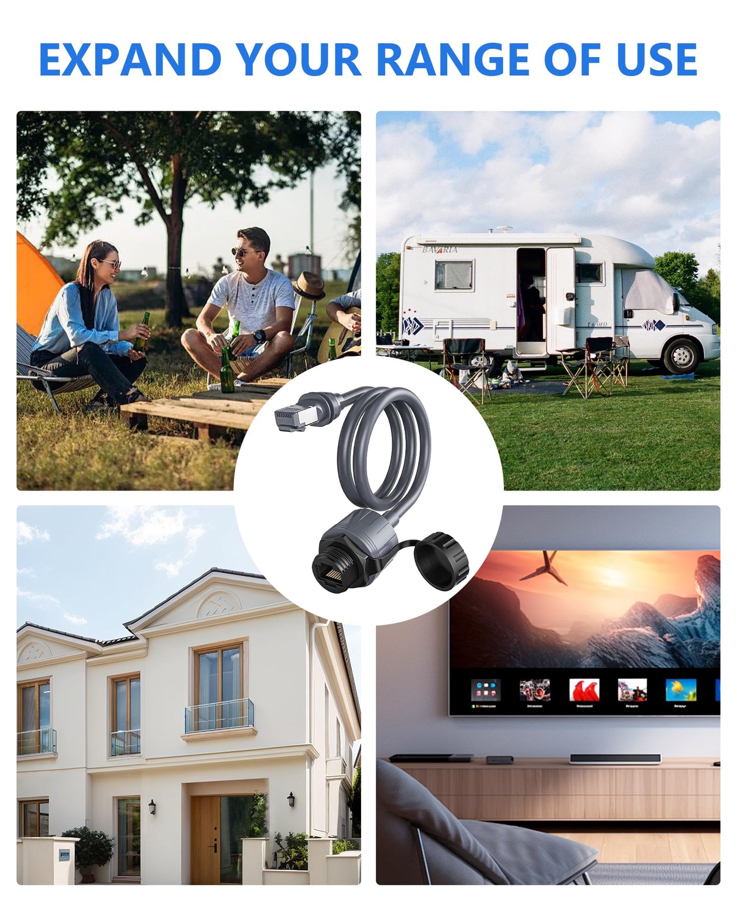 Starlink Gen3 / Mini 対応 イーサネット変換アダプター 延長・修理ケーブル IP68防水 24AWG 高速2000Mbps RJ45接続 プラグ＆プレイ 屋外対応