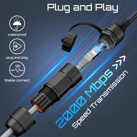 Starlink Enterprise対応 Ethernet変換アダプター 2個セット SPX→RJ45 23AWG 防水IP67 屋外対応 延長ケーブル用コネクタ 最大50m対応 CAT6対応 工具不要 簡単接続
