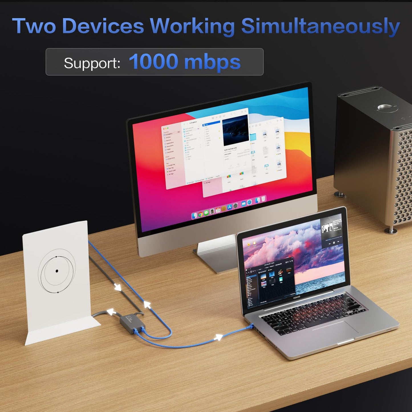 Starlink V2 Ethernetアダプター【デュアルRJ45ポート】 Standard Actuated（Gen2）/ High Performance（Gen1/Gen2）対応 有線LAN 1Gbps対応 スターリンク長方形標準ムーブ・スターリンク高性能フラットキットV1/V2イーサネット有線接続 wifi Starlink Ethernet Adapter