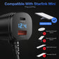 Starlink Mini 車載電源ケーブル 3in1 シガーソケットDC充電ケーブル USB-C PD20W & USB-A QC18W搭載 電圧表示・スイッチ付き 12V-24V対応 5m/16.4FT 高耐久18AWG 車・RV・船対応