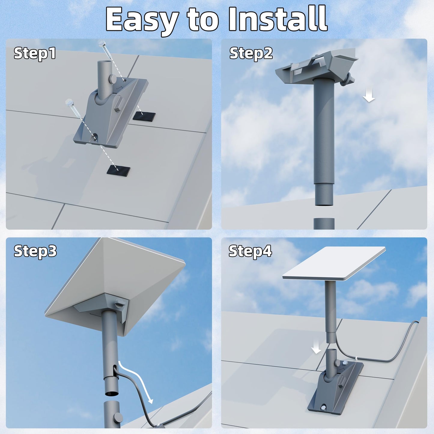 Starlink Mini ピボットマウント 屋根取付用 V4対応 アルミ合金製 180°角度調整＋360°回転 スターリンクミニ ルーフマウント 傾斜屋根対応 高耐久 防水設計 工具不要設置