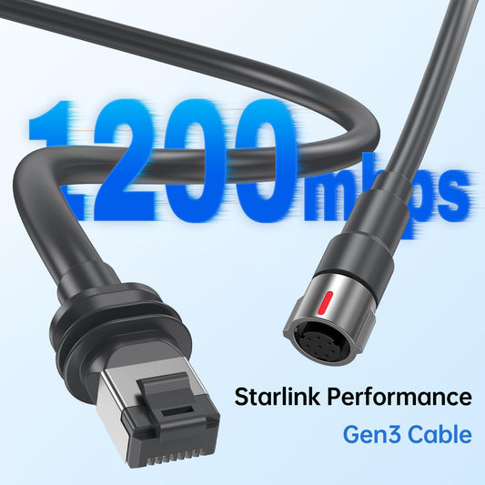 Starlink Performance Gen3 延長ケーブル 10m 防水仕様 高速2000Mbps 23AWG Cat6対応 スターリンク Gen3 長距離接続ケーブル 屋外対応 耐候・耐久 Plug & Play 簡単設置