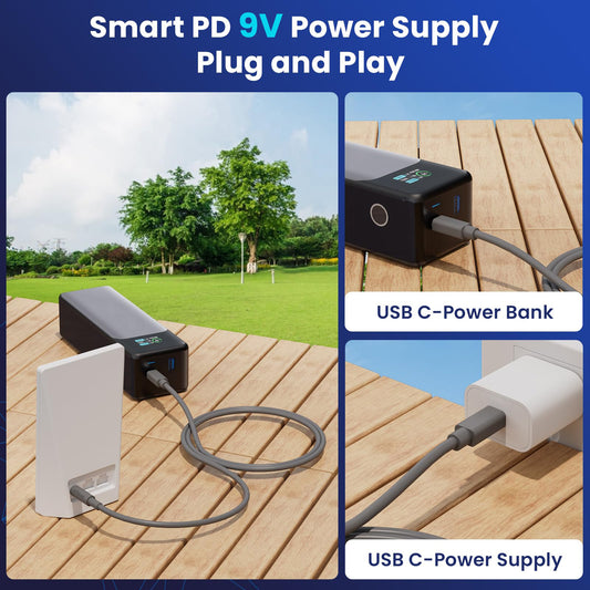 Starlink Mini ルーター用 USB-C to DC 電源ケーブル 2本セット（0.3m＋2m） PD 9V対応 18W対応 スターリンクミニ ルーター用給電ケーブル LED電源表示 Plug&Play ポータブル対応