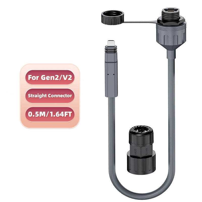 Starlink Gen2 / V2用 SPX to RJ45変換ケーブル ストレートタイプとL型エルボタイプの2本セット