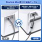 Starlink Mini用DC延長ケーブルの使用前・使用後比較。マウント装着時の頻繁な抜き差しを減らし、DCポート保護に役立つ電源延長ケーブル。